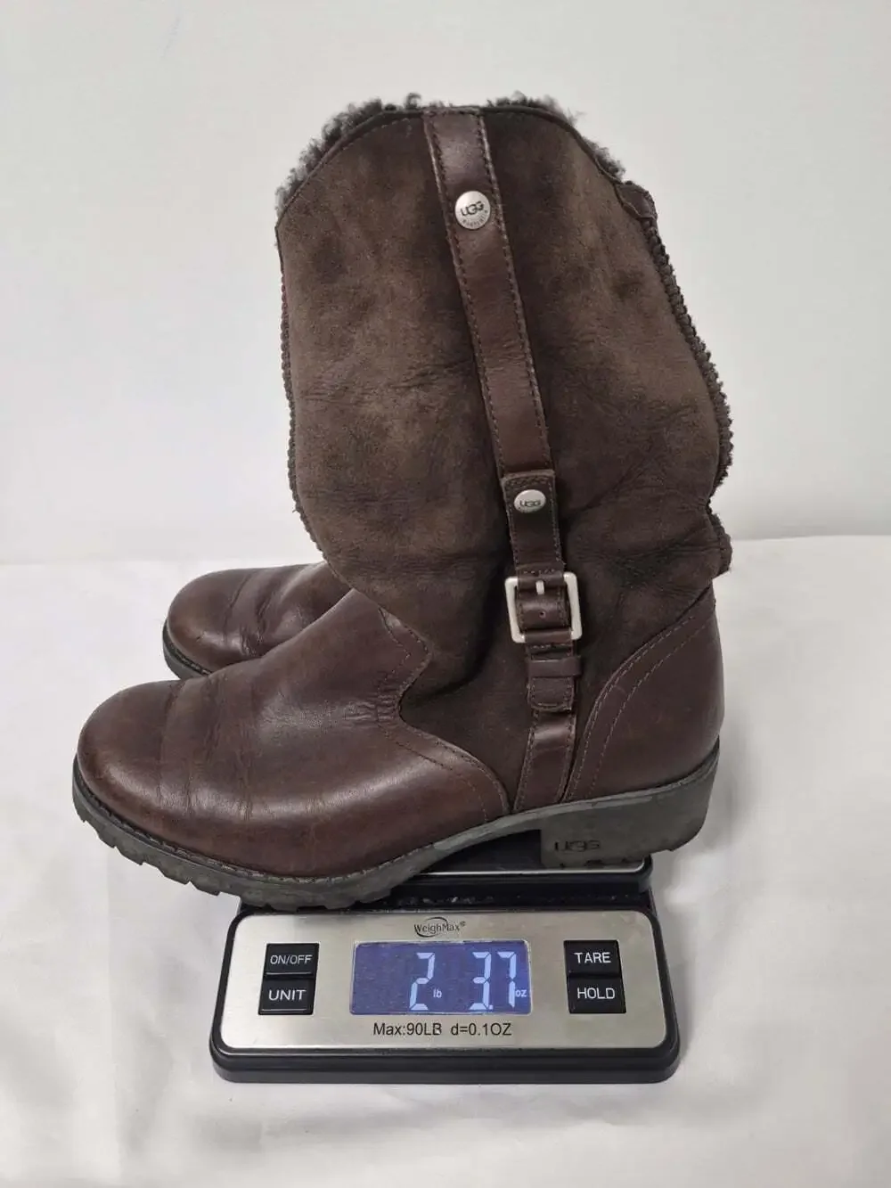 UGG Australia Bellevue 1914 Shearling Leather Fold Down Boots Brown sz 8